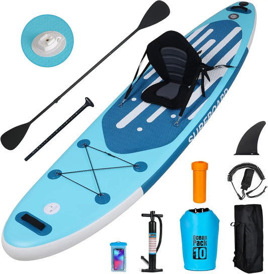 11' Inflatable Stand Up Paddle Board with Kayak Seat