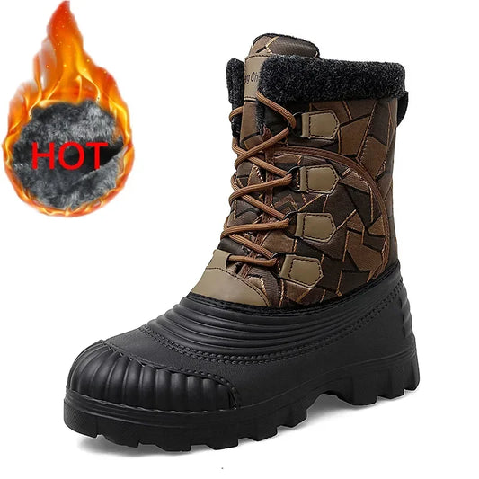 High Top Winter Camouflage Boots Warm Thick Plush